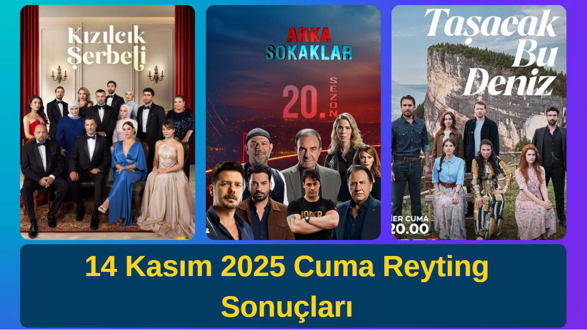 14 Kasım 2025 Cuma Reyting Sonuçları Açıklandı! Kızılcık Şerbeti, Arka Sokaklar ve Taşacak Bu Deniz Rekabeti!