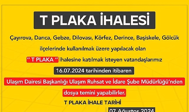 8 ilçede 86 yeni T plaka için ihale yapılacak- Reyting Tv