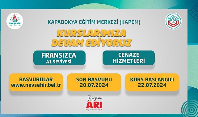 Nevşehir Belediyesi Kapadokya Eğitim Merkezi (KAPEM)’de açılacak olan Fransızca A1 ve Cenaze Hizmetleri kursları için kayıtlar başladı- Reyting Tv