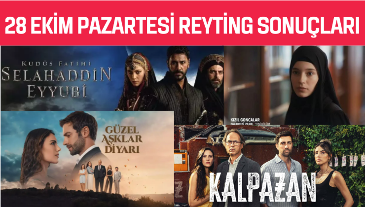 28 Ekim Pazartesi Reyting Sonuçları: Kalpazan, Selahaddin Eyyübi, Kızıl Goncalar ve Daha Fazlası!